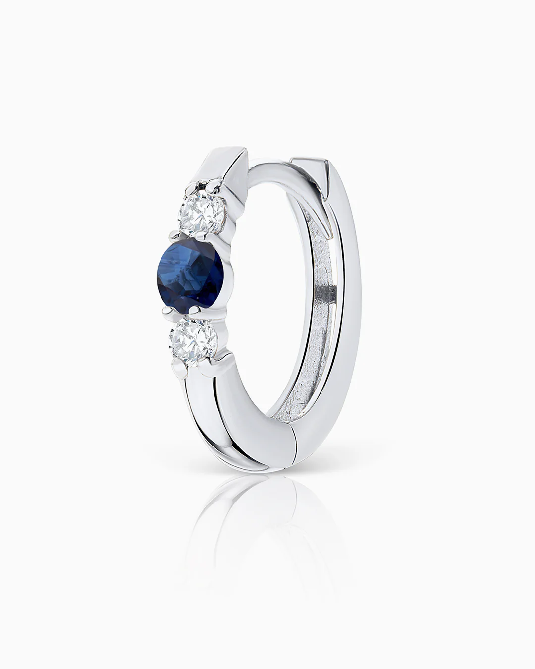 Pendiente Piercing Memphis de Zafiro y Diamantes en Oro Blanco de 18 Kt
