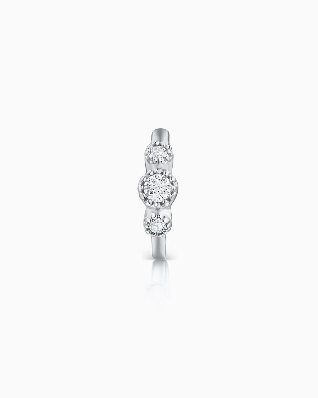 Pendiente Piercing Milgrain Couronne de Diamantes en Oro Blanco de 18 Kt - Image 3