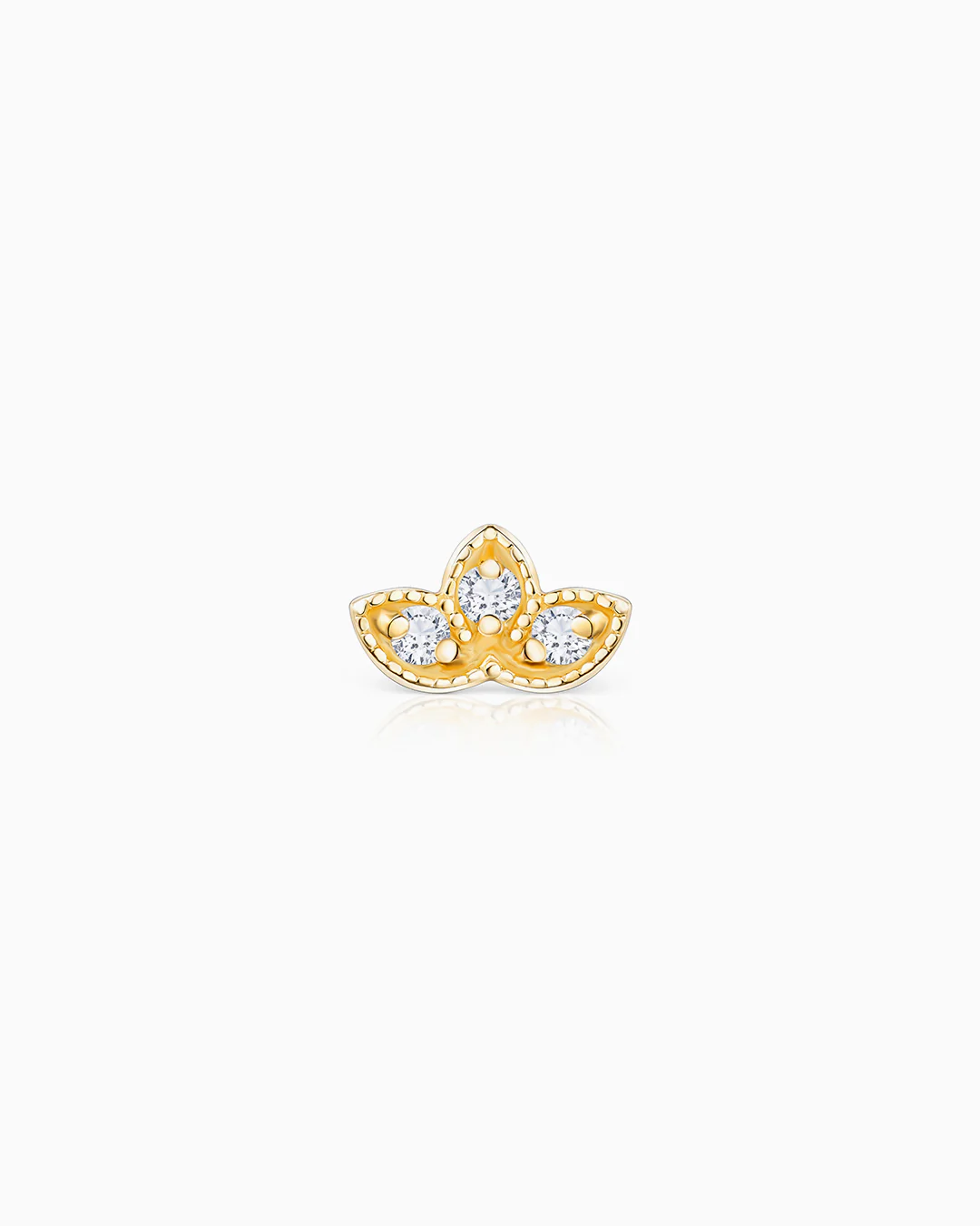 Pendiente Piercing Milgrain Medio Loto de Diamantes en Oro Amarillo de 18 Kt - Image 3