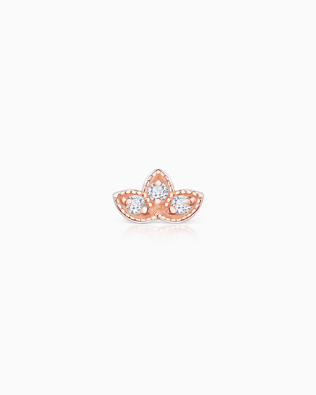 Pendiente Piercing Milgrain Medio Loto de Diamantes en Oro Rosa de 18 Kt - Image 2