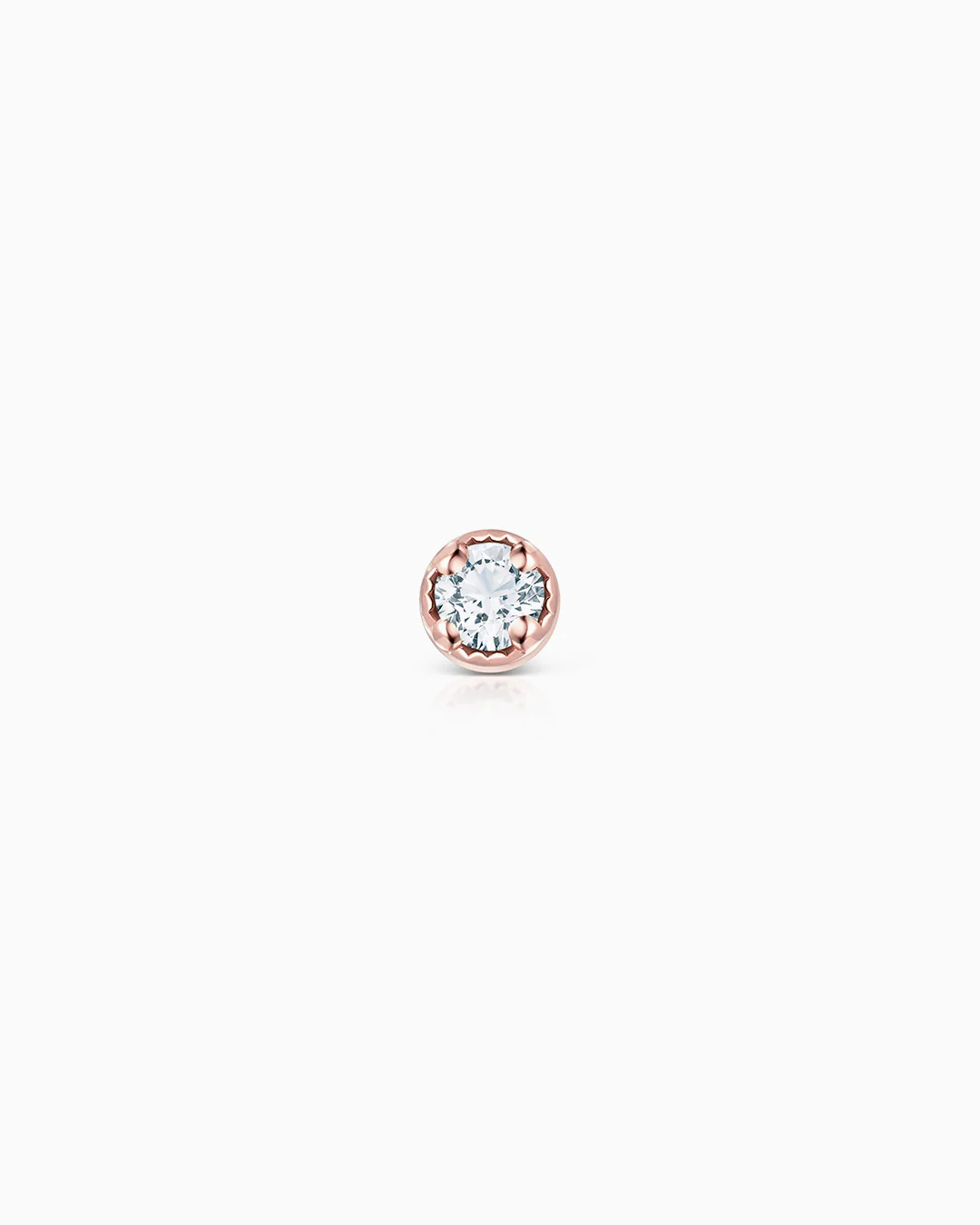 Pendiente Piercing Milgrain Petit de Diamante en Oro Rosa de 18 Kt