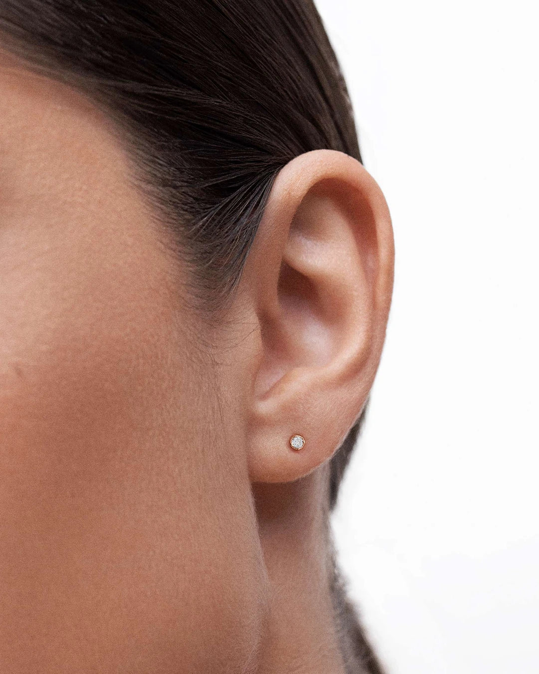 Pendiente Piercing Milgrain Petit de Diamante en Oro Rosa de 18 Kt - Image 2