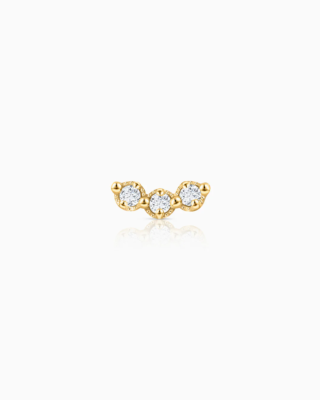 Pendiente Piercing Milgrain Trilogy de Diamantes en Oro Amarillo de 18 Kt