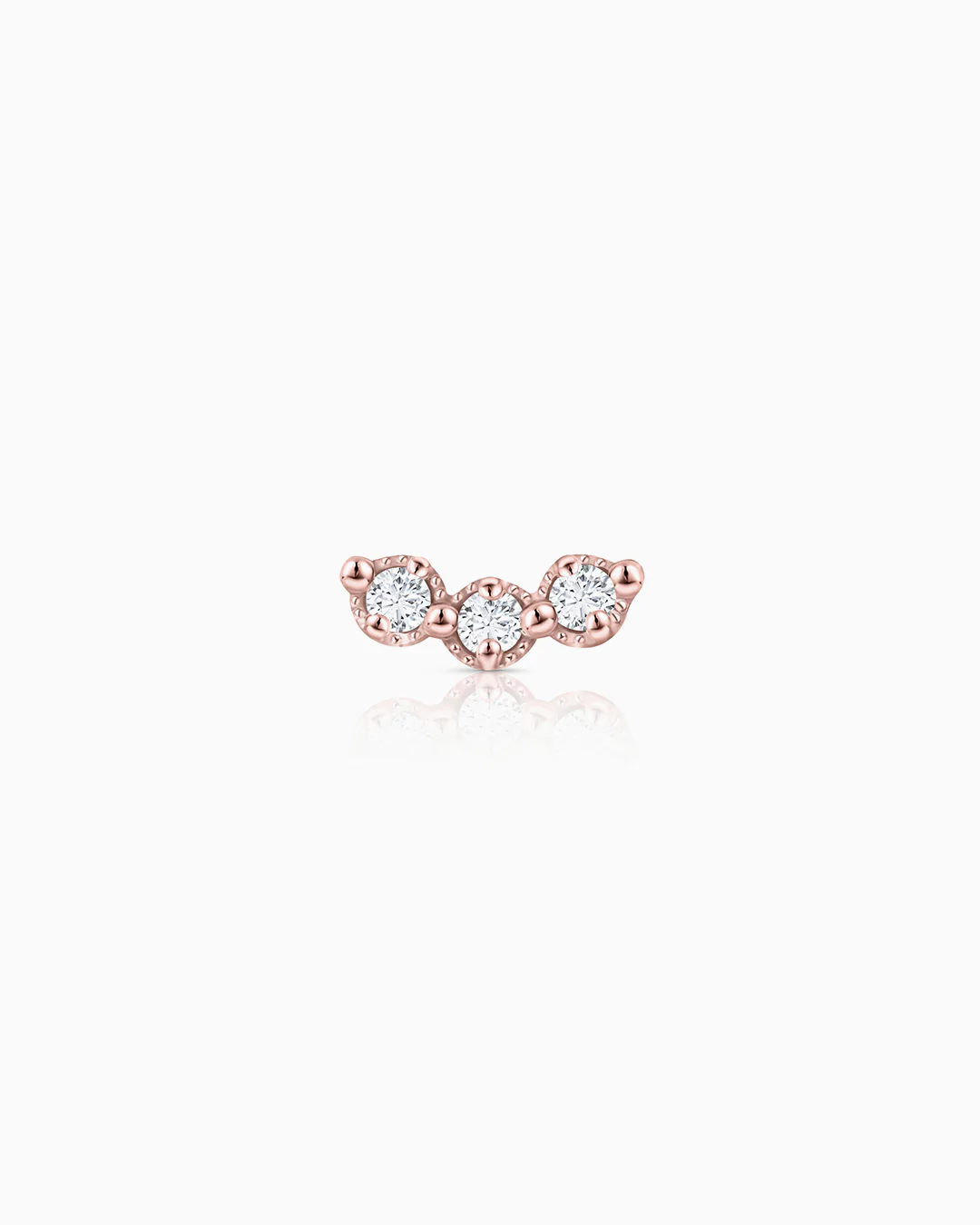 Pendiente Piercing Milgrain Trilogy de Diamantes en Oro Rosa de 18 Kt