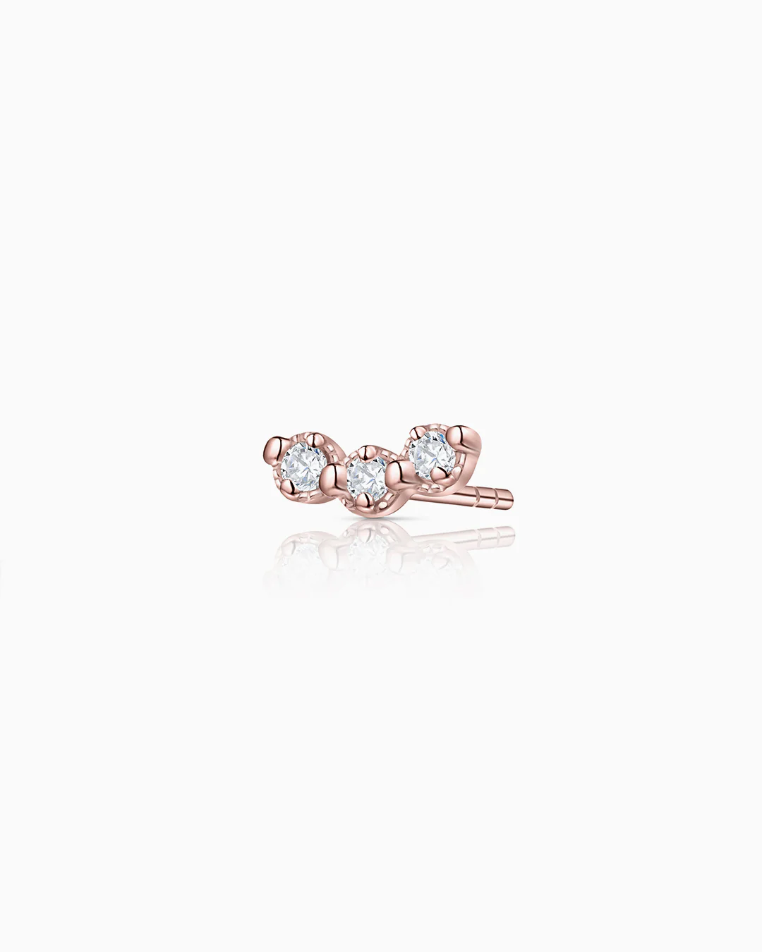 Pendiente Piercing Milgrain Trilogy de Diamantes en Oro Rosa de 18 Kt - Image 4