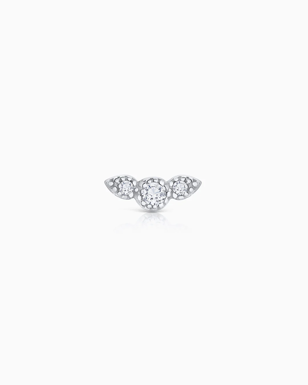 Pendiente Piercing Milgrain Wings de Diamantes en Oro Blanco de 18 Kt