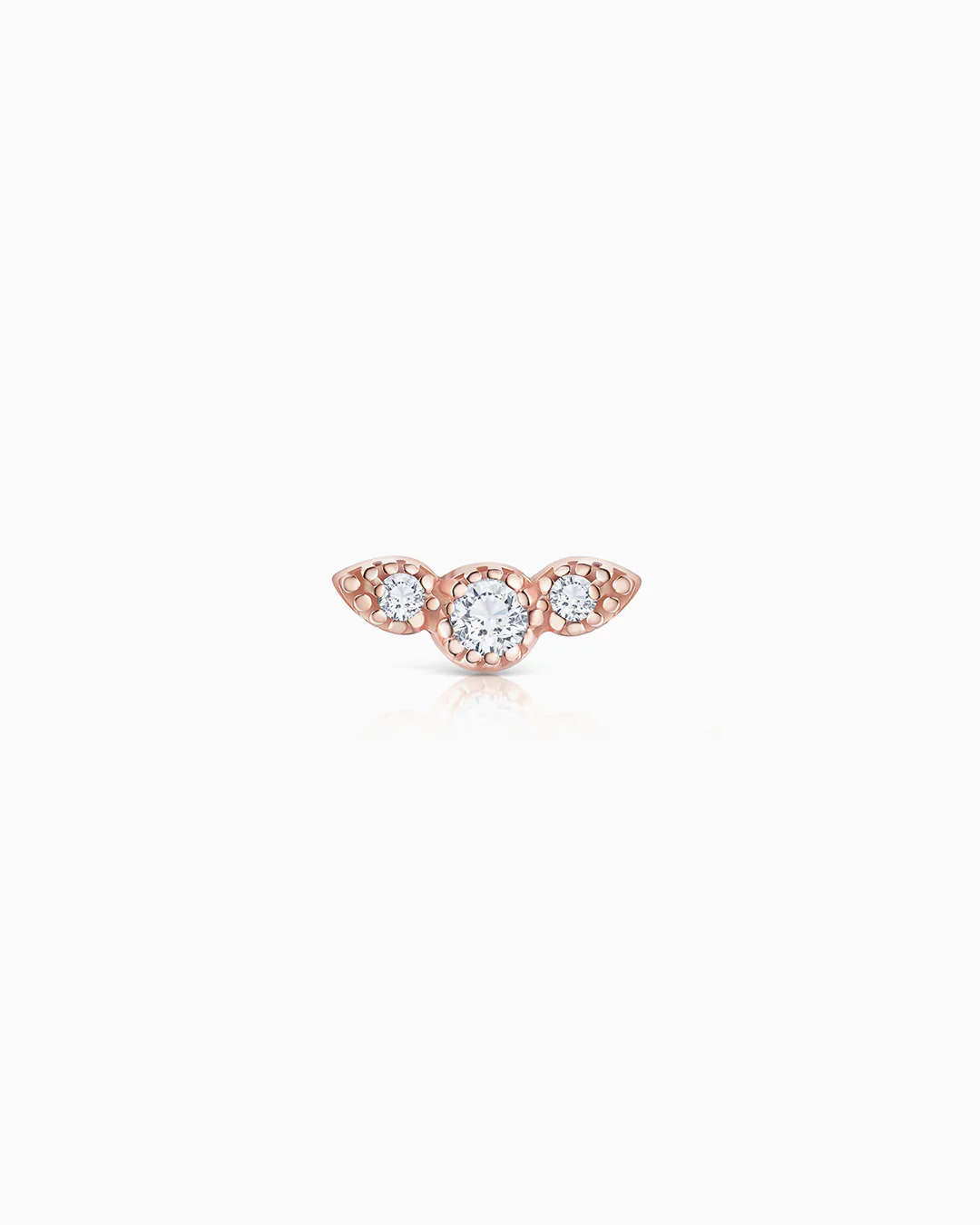 Pendiente Piercing Milgrain Wings de Diamantes en Oro Rosa de 18 Kt