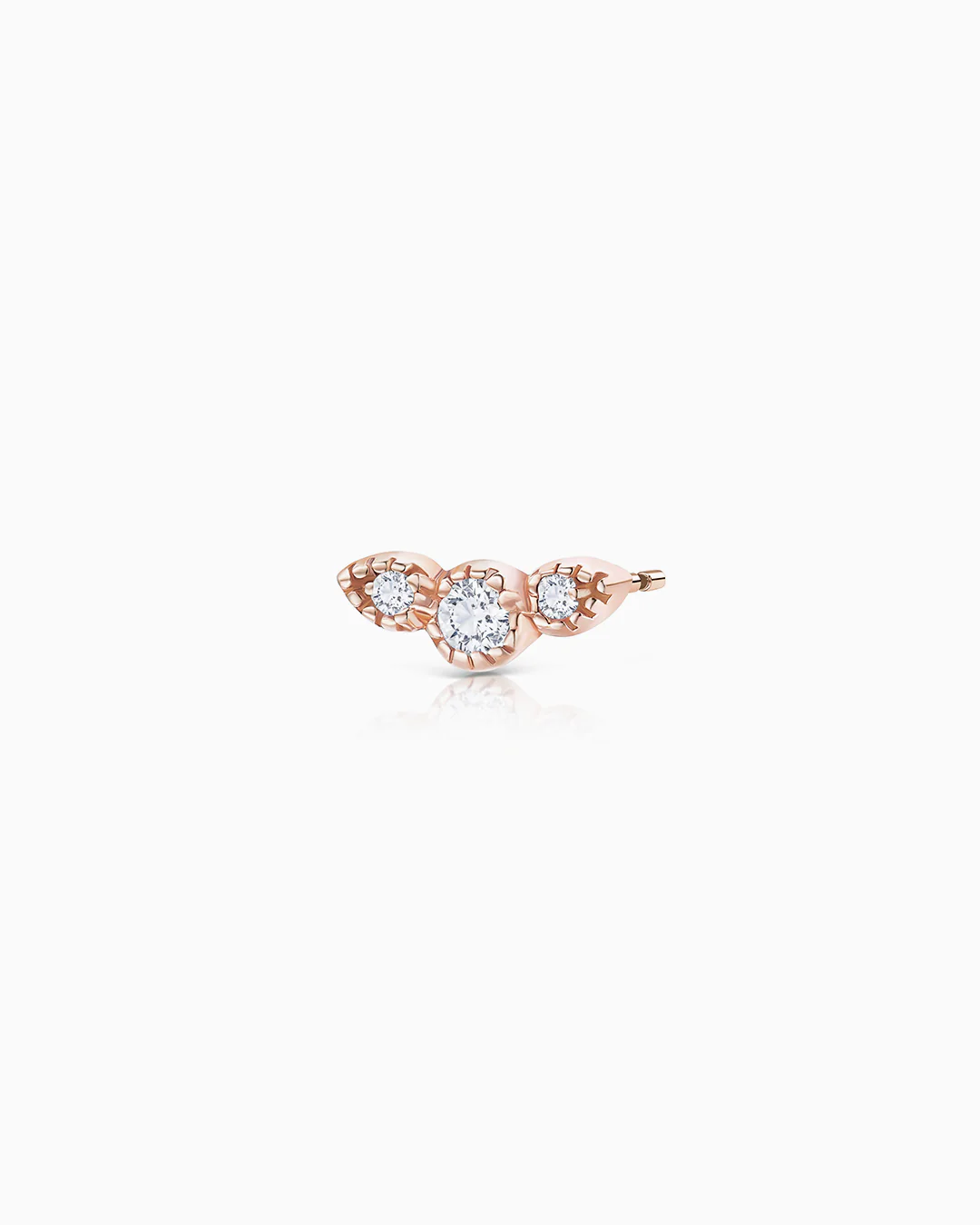 Pendiente Piercing Milgrain Wings de Diamantes en Oro Rosa de 18 Kt - Image 2