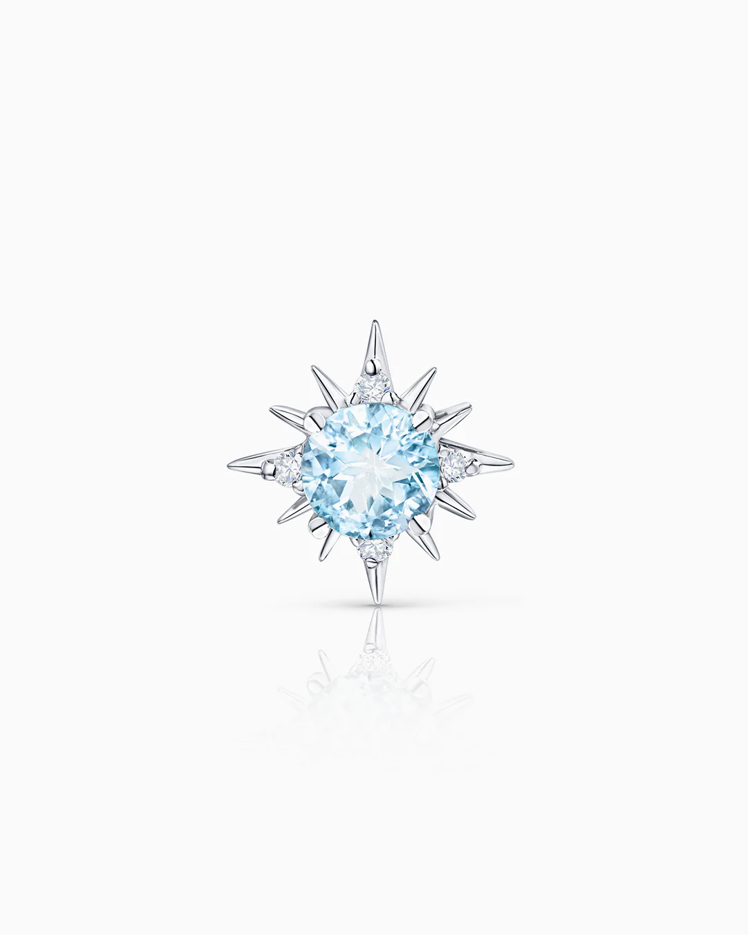 Pendiente Piercing Oursin de Aguamarina y Diamantes en Oro Blanco de 18 Kt