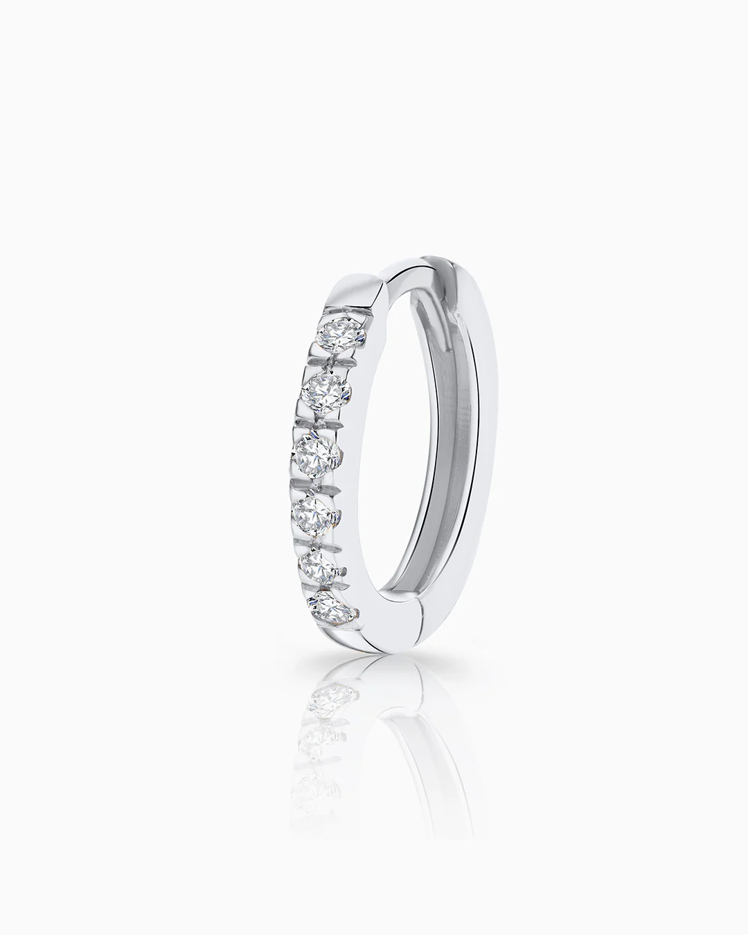 Pendiente Piercing Petite Diamonds Aro MINI en Oro Blanco de 18 K