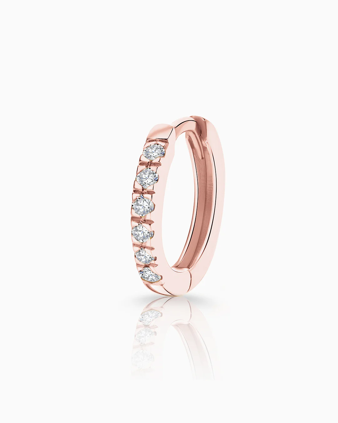 Pendiente Piercing Petite Diamonds Aro MINI en Oro Rosa de 18 K