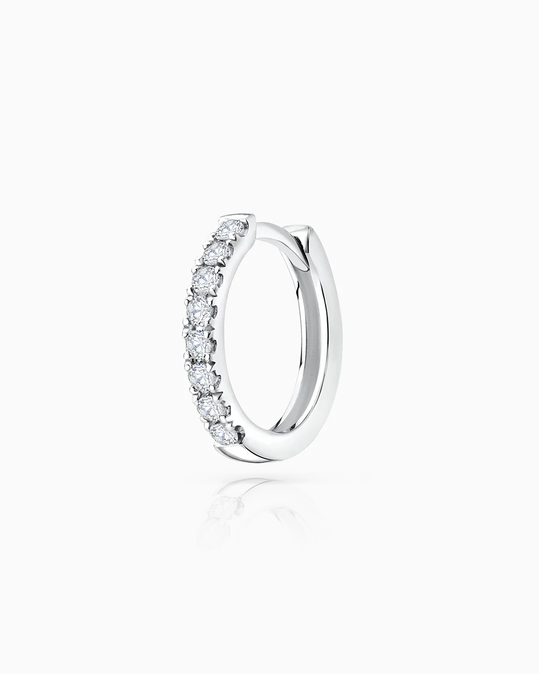 Pendiente Piercing Petite Diamonds Aro en Oro Blanco de 18 Kt