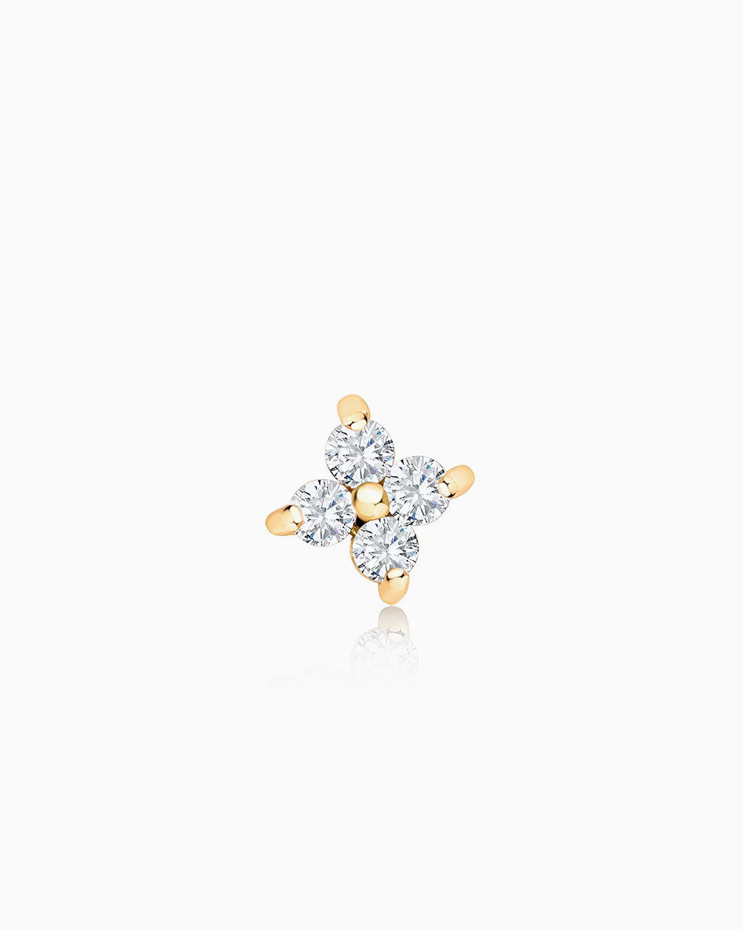 Pendiente Piercing Petite Diamonds Cross Mini en Oro Amarillo de 18 Kt - Image 4