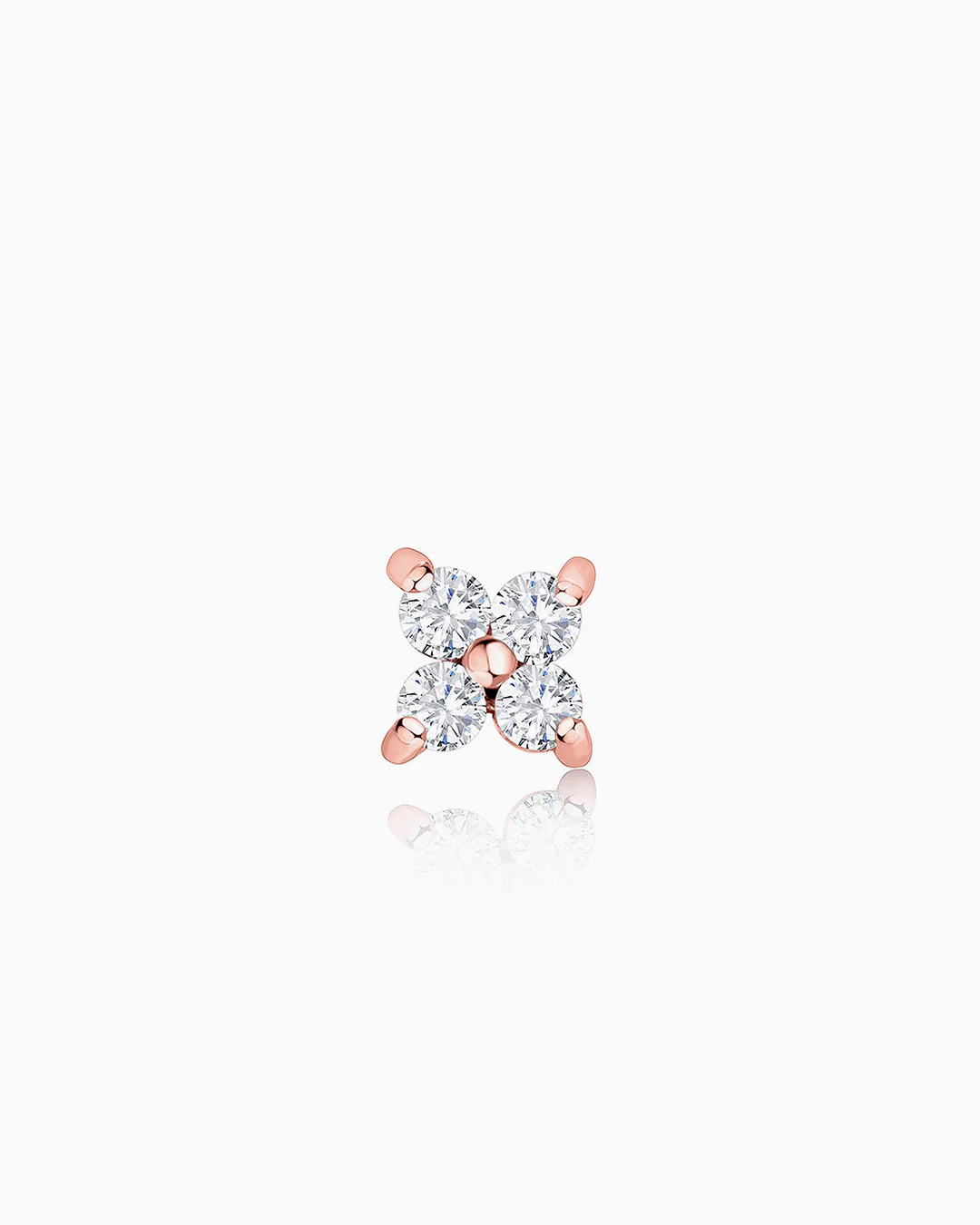 Pendiente Piercing Petite Diamonds Cross Mini en Oro Rosa de 18 Kt