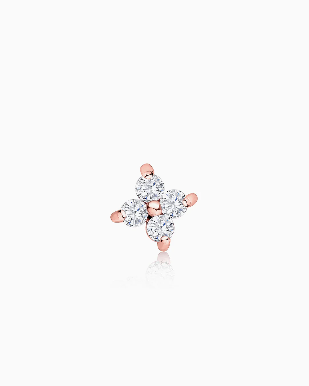 Pendiente Piercing Petite Diamonds Cross Mini en Oro Rosa de 18 Kt - Image 4