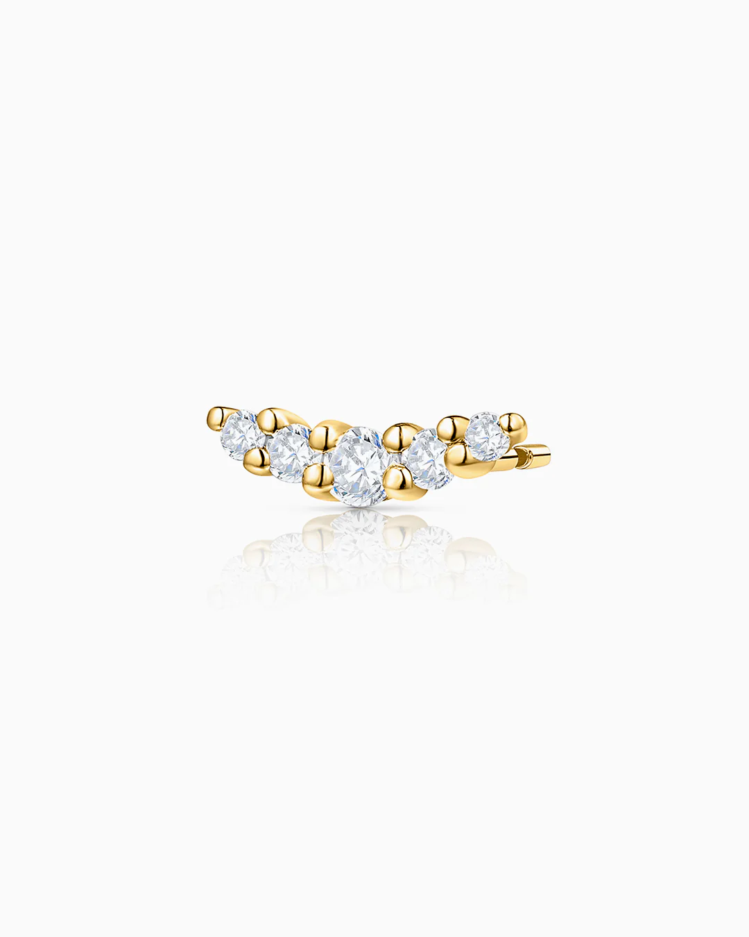 Pendiente Piercing Petite Diamonds Wave en Oro Amarillo de 18 Kt - Image 3