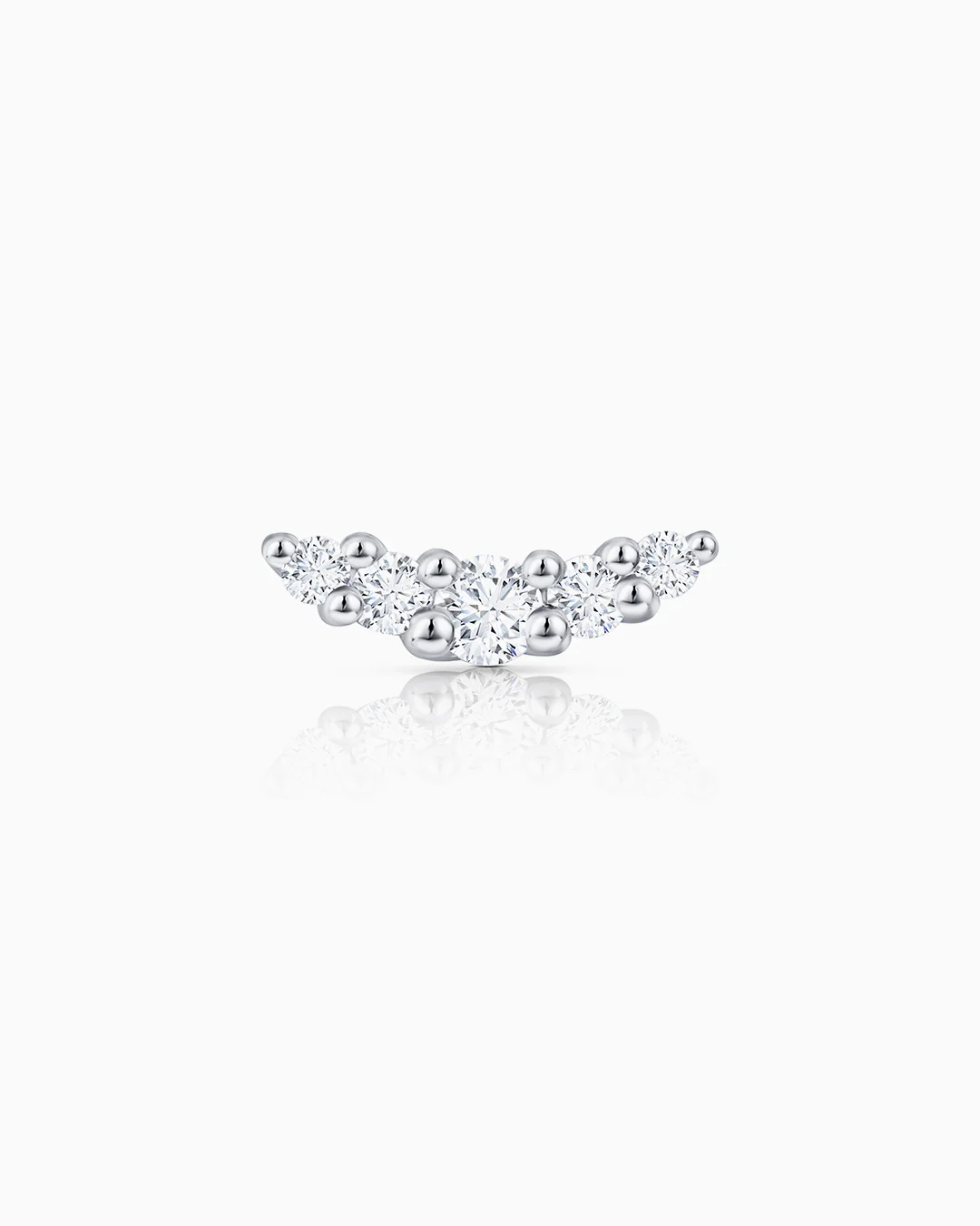 Pendiente Piercing Petite Diamonds Wave en Oro Blanco de 18 Kt
