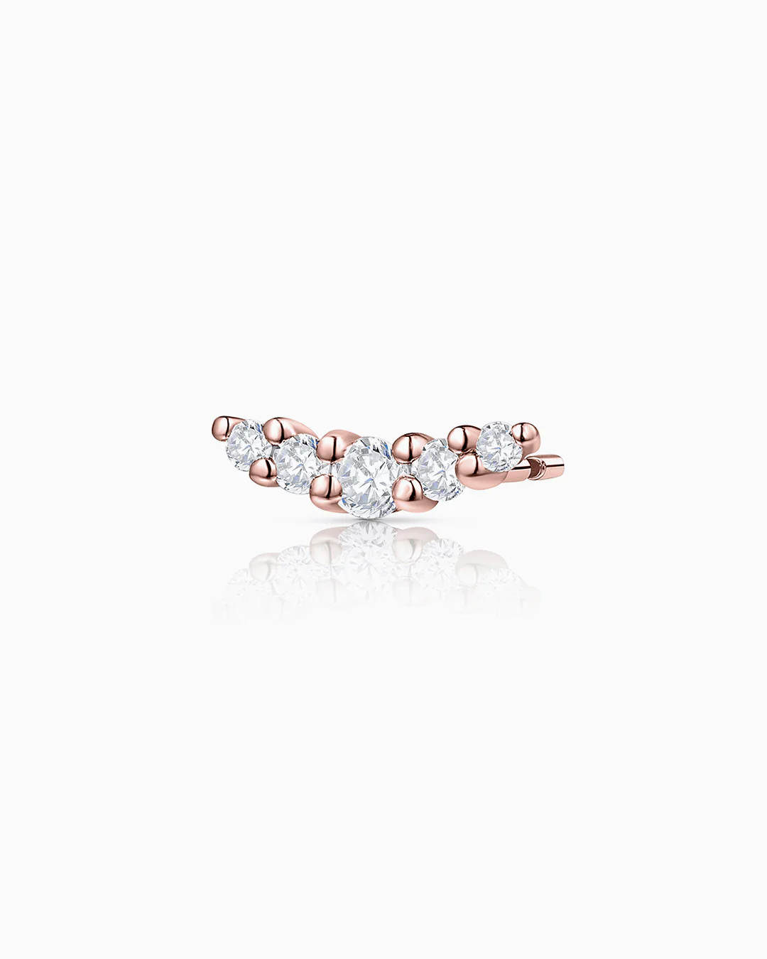 Pendiente Piercing Petite Diamonds Wave en Oro Rosa de 18 Kt - Image 3