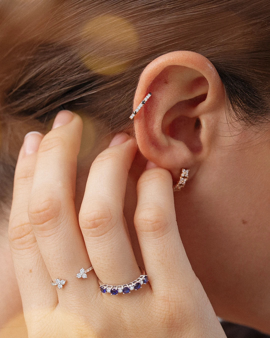 Pendiente Piercing Raxel Diamonds Large en Oro Rosa de 18 Kt - Image 3