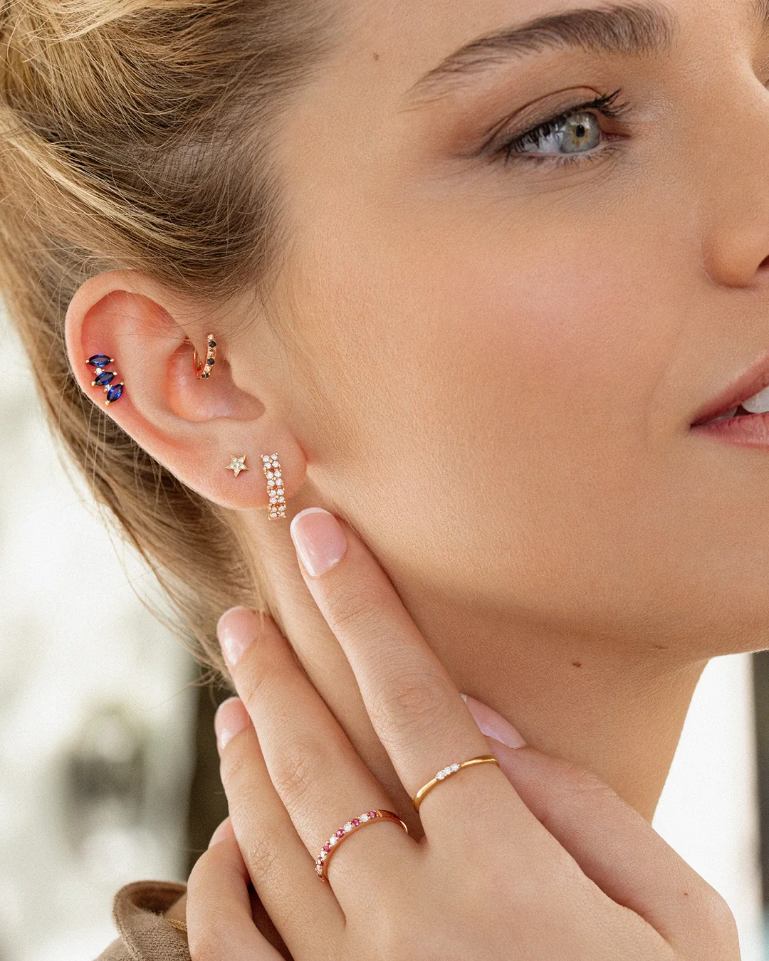 Pendiente Piercing Raxel en Oro Rosa de 18 Kt - Image 3