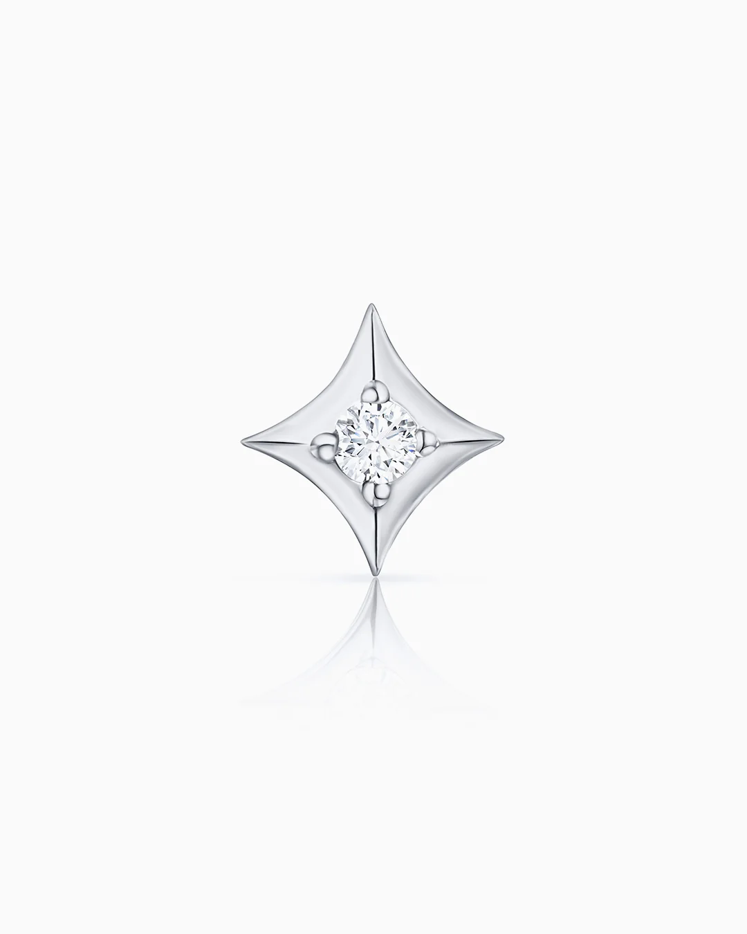 Pendiente Piercing Rosa de los Vientos Hadar en Oro Blanco de 18 Kt
