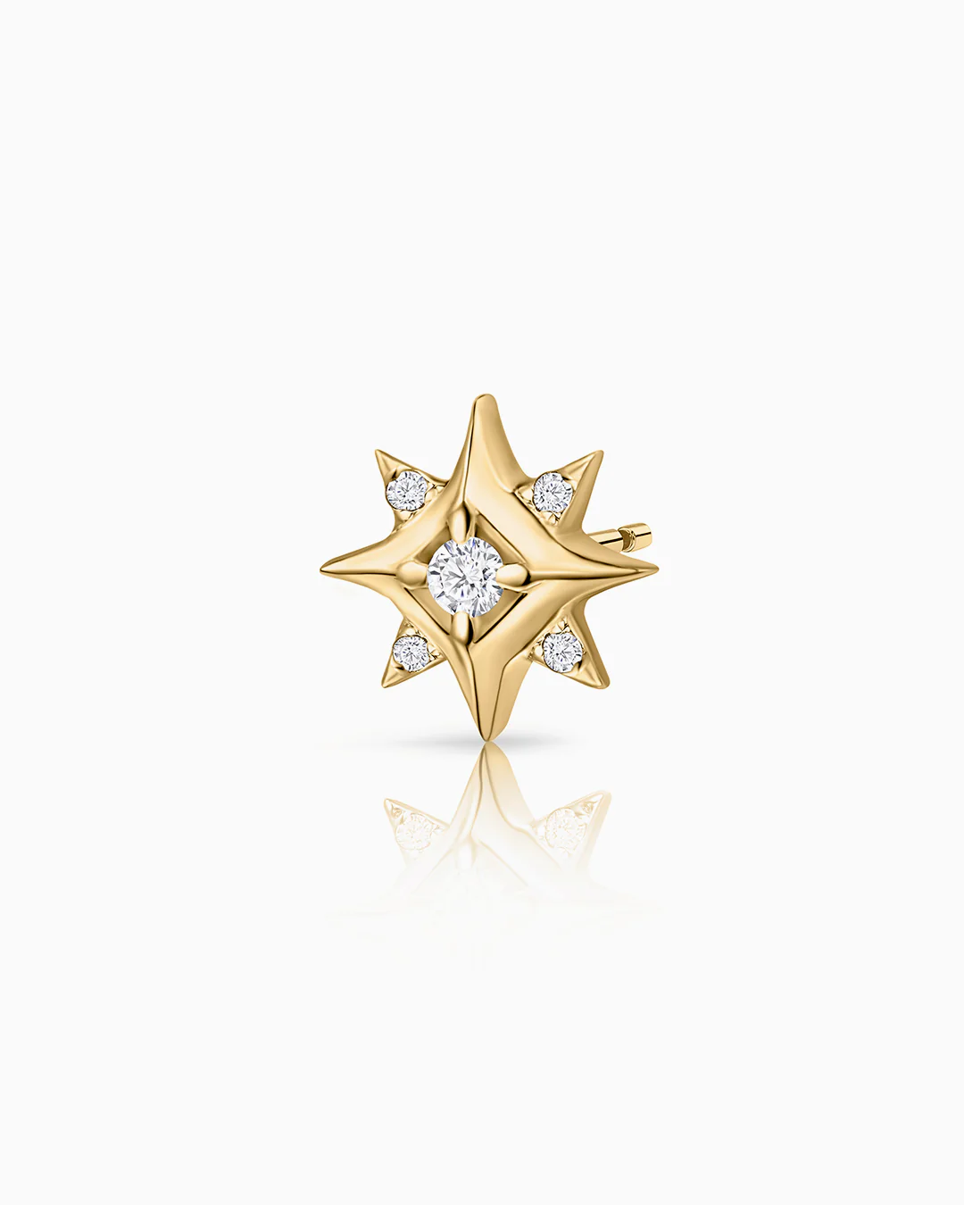 Pendiente Piercing Rosa de los Vientos Mimosa en Oro Amarillo de 18 Kt - Image 4