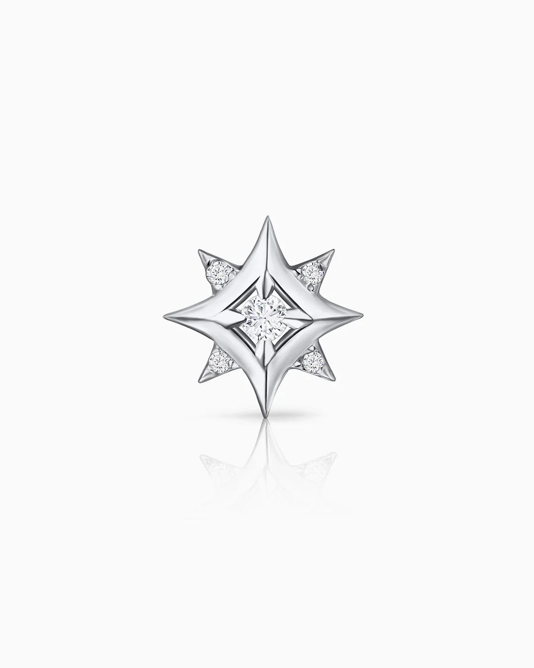 Pendiente Piercing Rosa de los Vientos Mimosa en Oro Blanco de 18 Kt