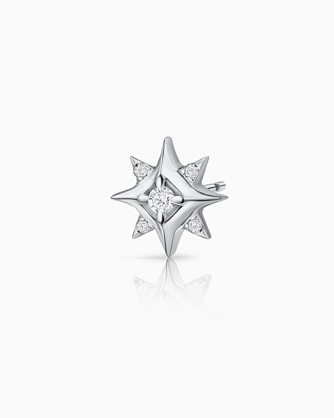 Pendiente Piercing Rosa de los Vientos Mimosa en Oro Blanco de 18 Kt - Image 3