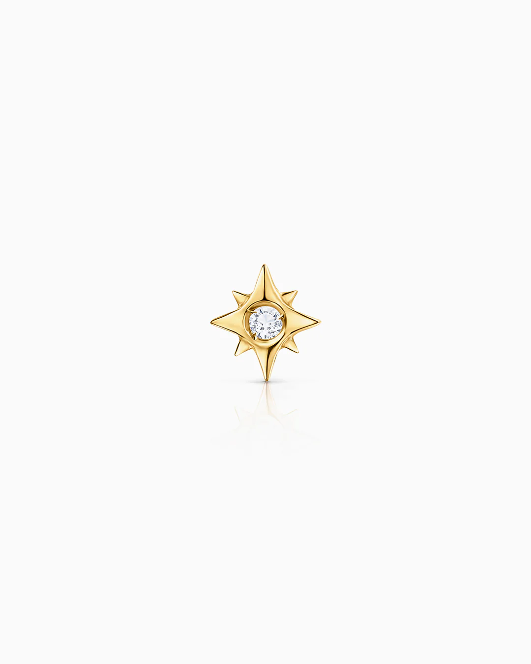 Pendiente Piercing Rosa de los Vientos Petit de Diamante en Oro Amarillo de 18 Kt