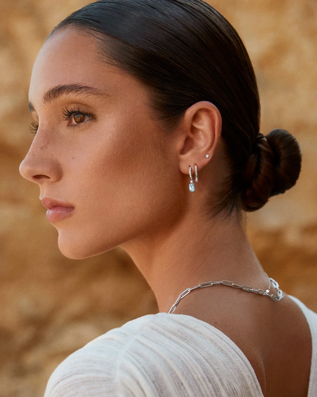 Pendiente Piercing Rosa de los Vientos Petit de Diamante en Oro Blanco de 18 Kt - Image 2