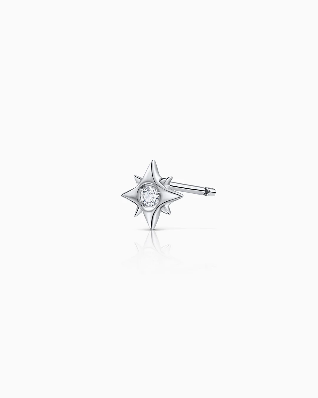 Pendiente Piercing Rosa de los Vientos Petit de Diamante en Oro Blanco de 18 Kt - Image 3