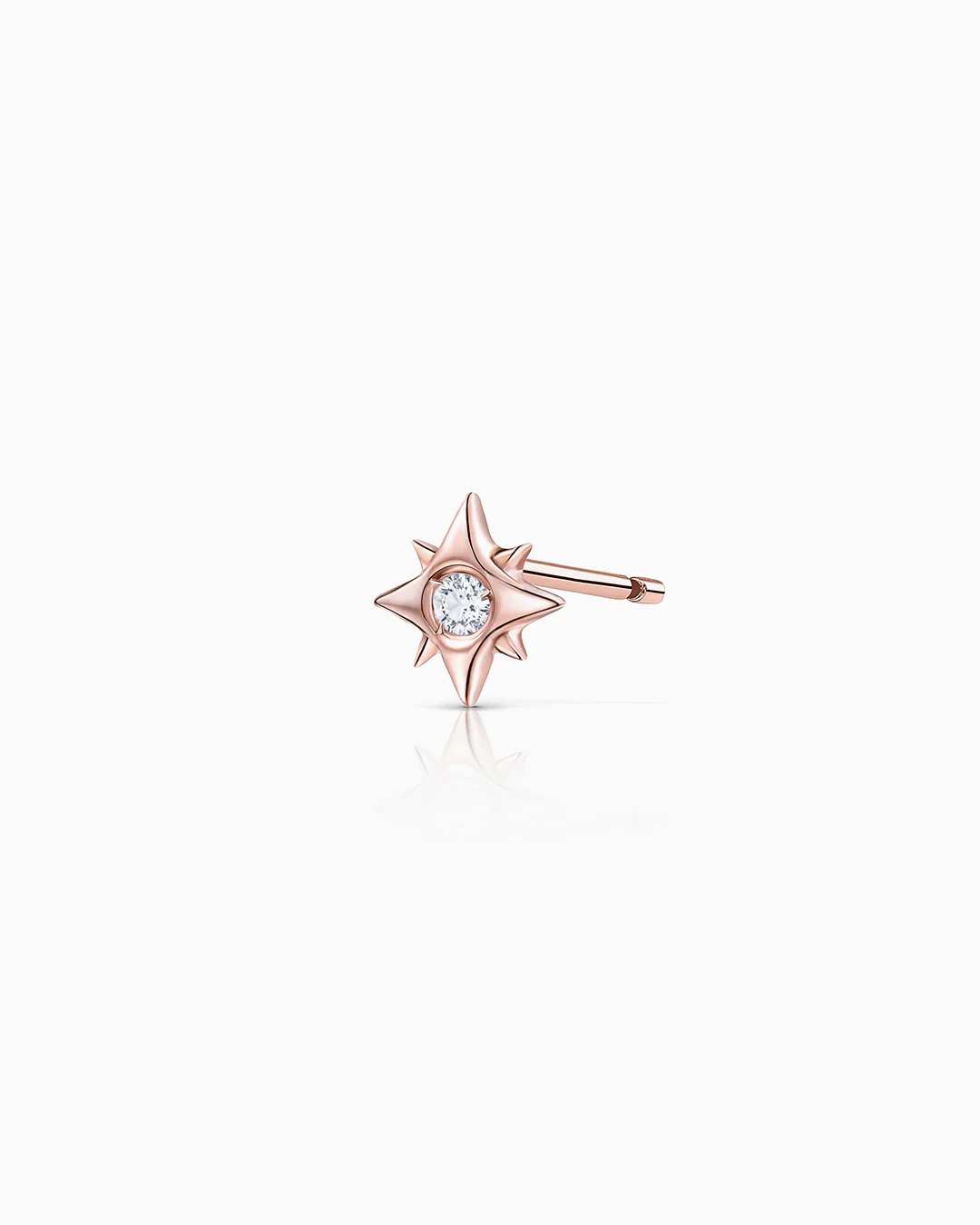 Pendiente Piercing Rosa de los Vientos Petit de Diamante en Oro Rosa de 18 Kt - Image 4