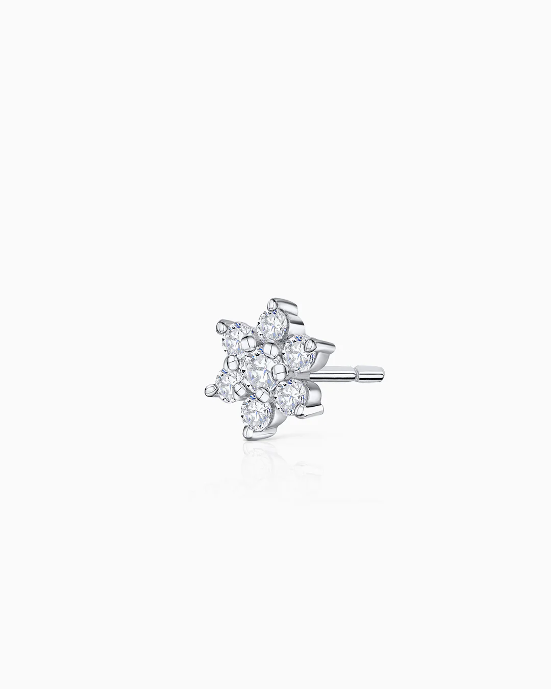Pendiente Piercing Rosette de Diamantes 0,20 Cts. en Oro Blanco de 18 Kt - Image 4