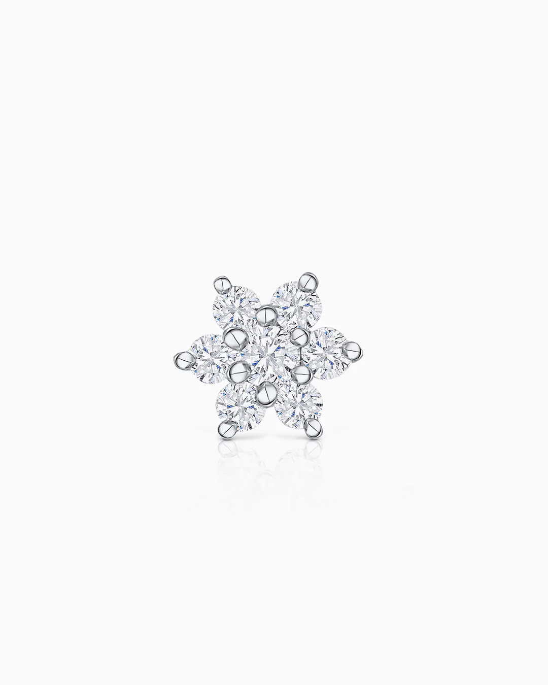 Pendiente Piercing Rosette de Diamantes en Oro Blanco de 18 Kt