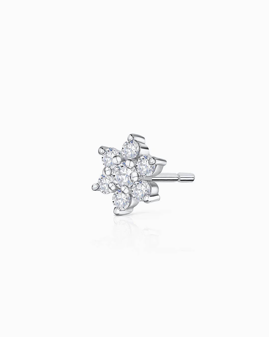 Pendiente Piercing Rosette de Diamantes en Oro Blanco de 18 Kt - Image 4