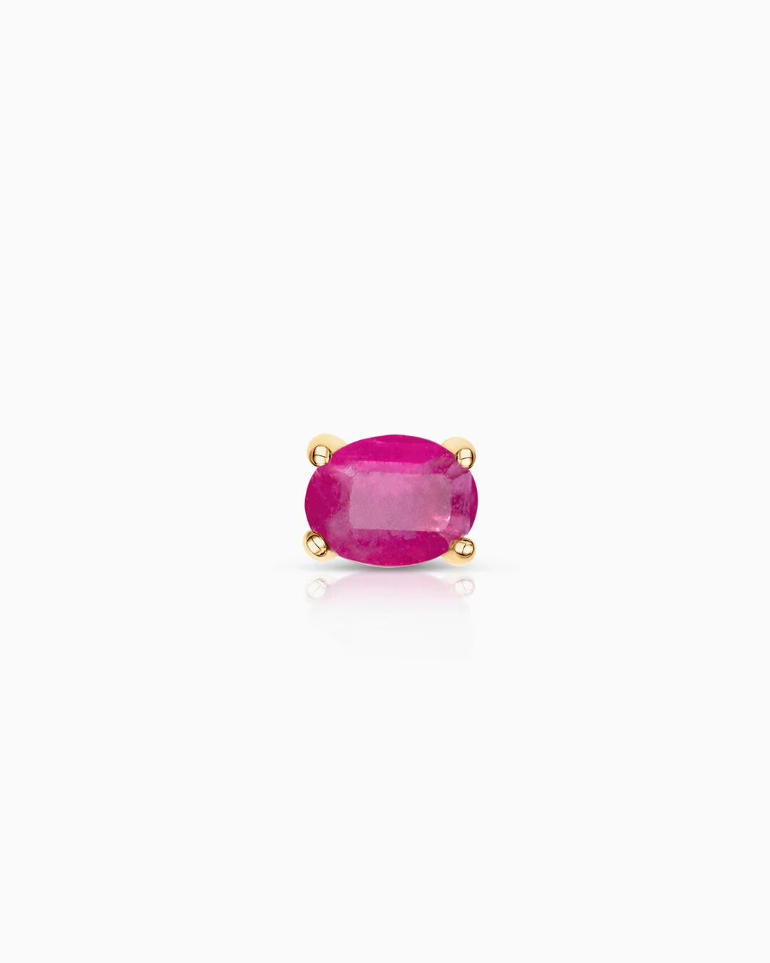 Pendiente Piercing de Rubí Oval Mini en Oro Amarillo de 18 Kt - Image 4