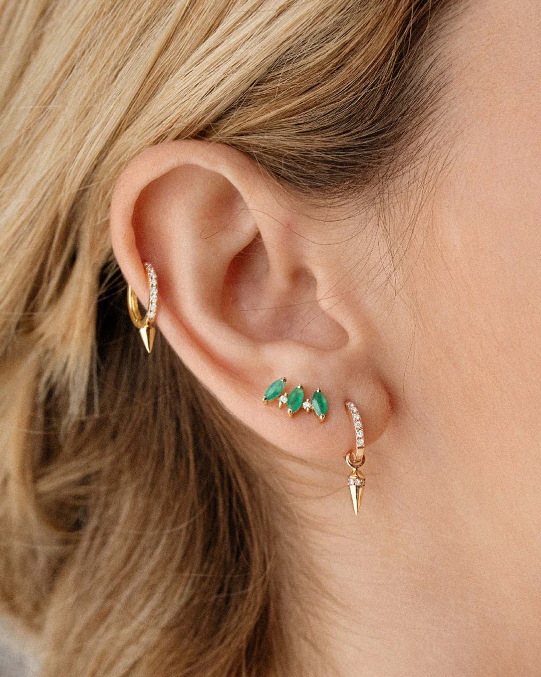 Pendiente Piercing Spike Diamonds en Oro Amarillo de 18 Kt - Image 3