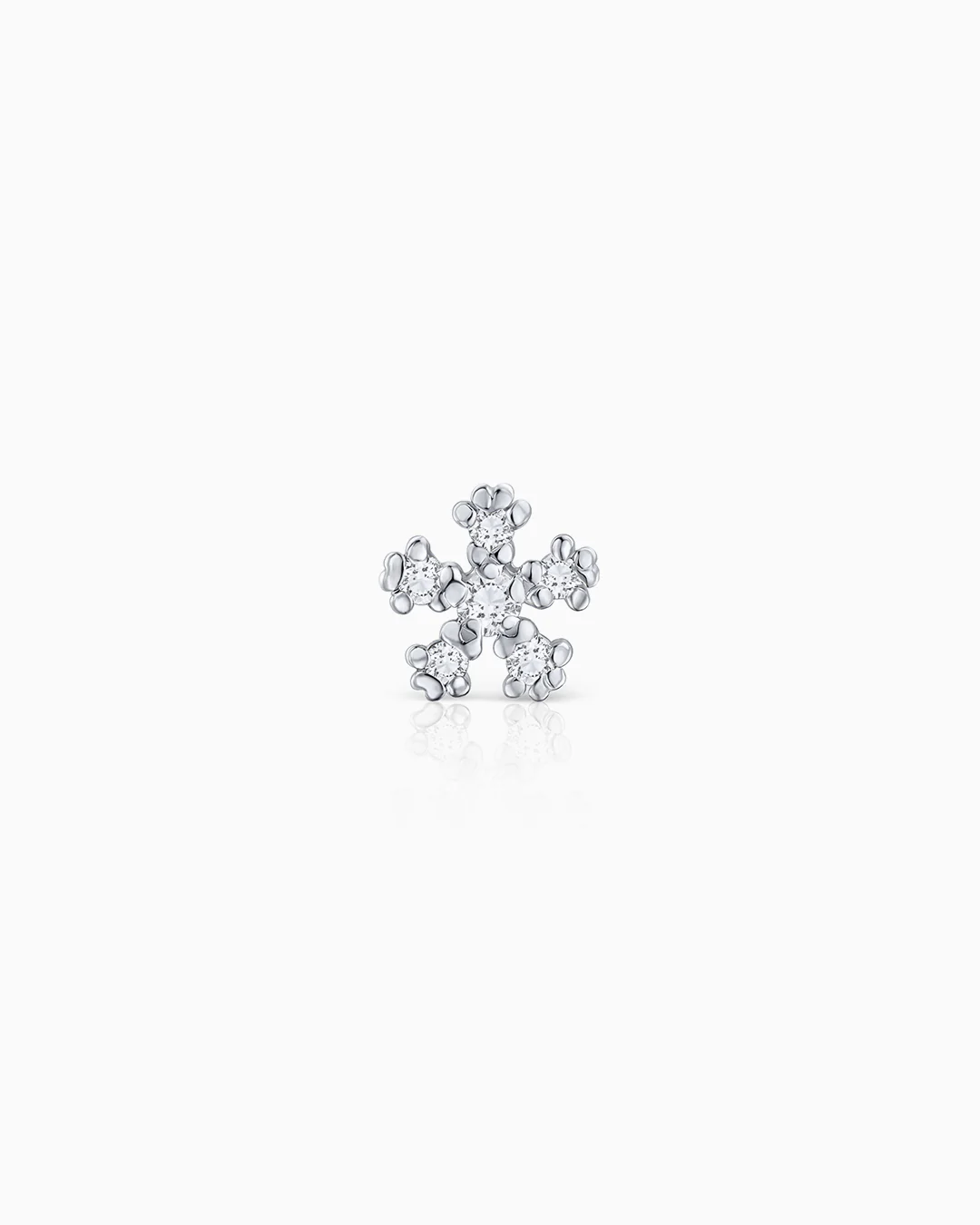 Pendiente Piercing Star Petals de Diamantes en Oro Blanco de 18 Kt