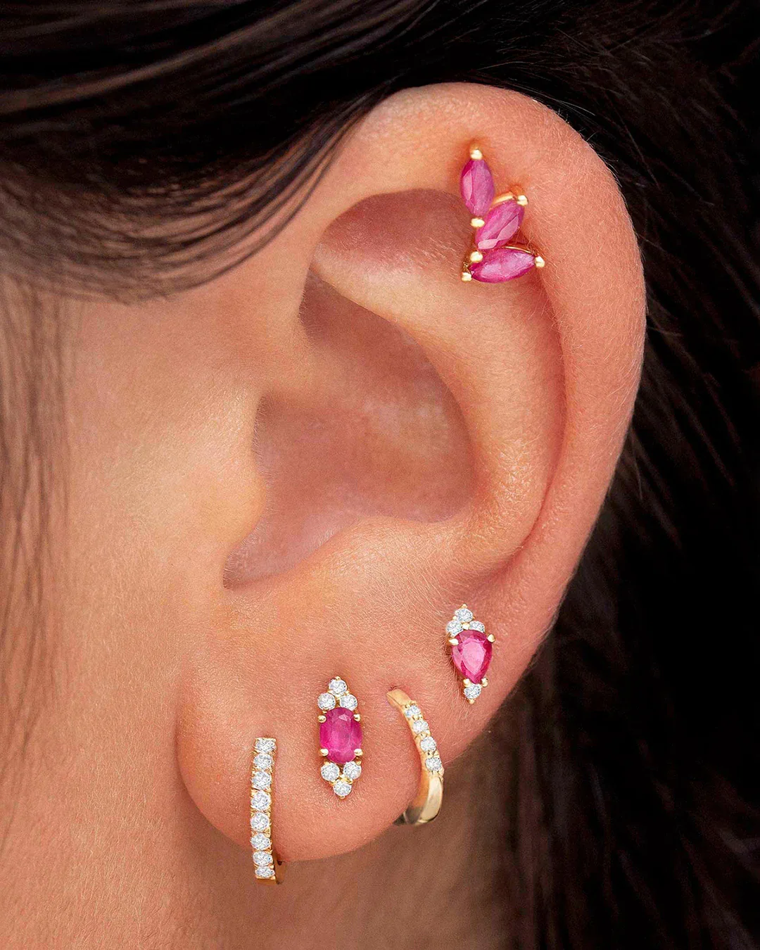 Pendiente Piercing Sweet Diamonds en Oro Amarillo de 18 Kt - Image 3