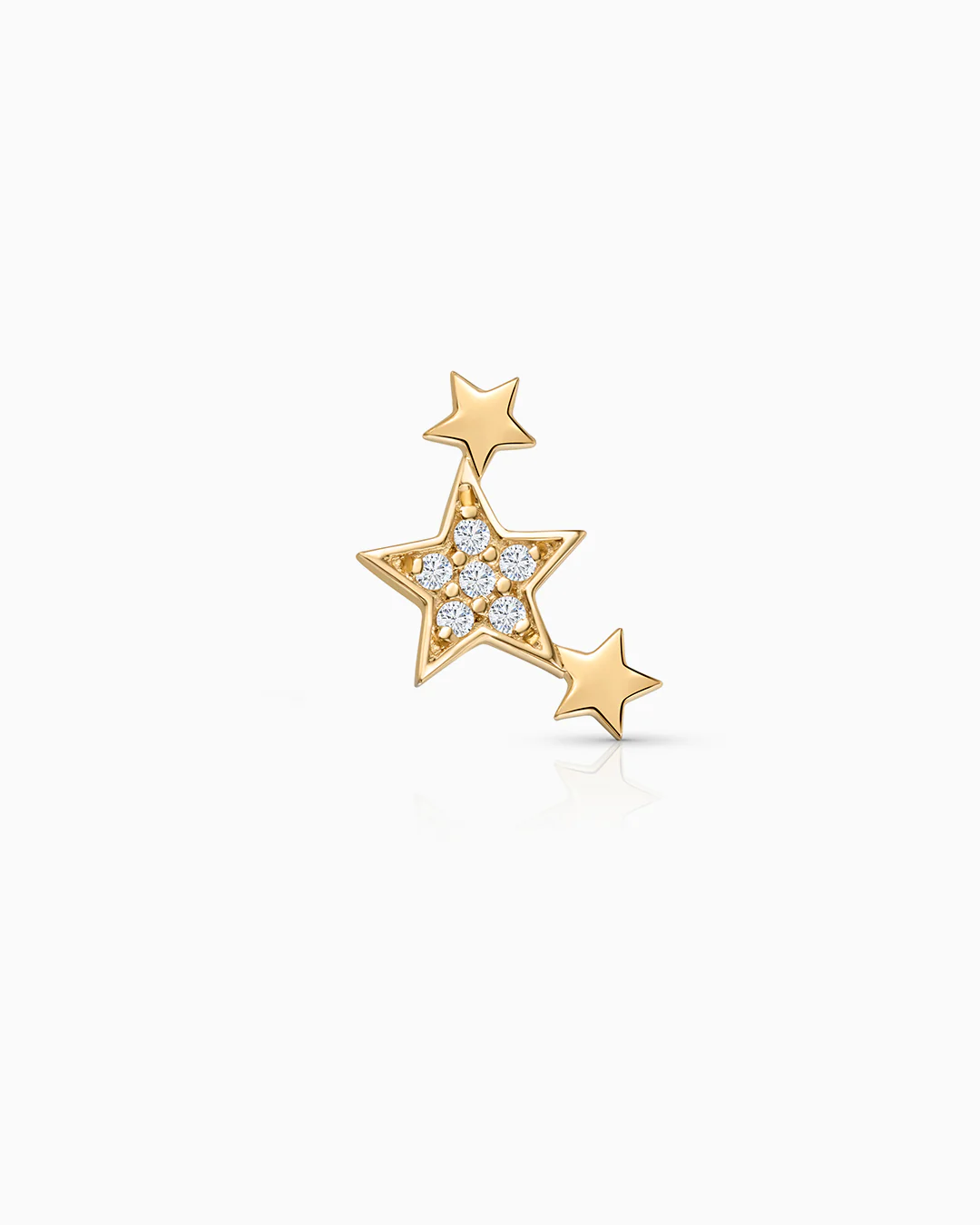 Pendiente Piercing Trepador Estrellas Moon Diamonds en Oro Amarillo de 18 Kt