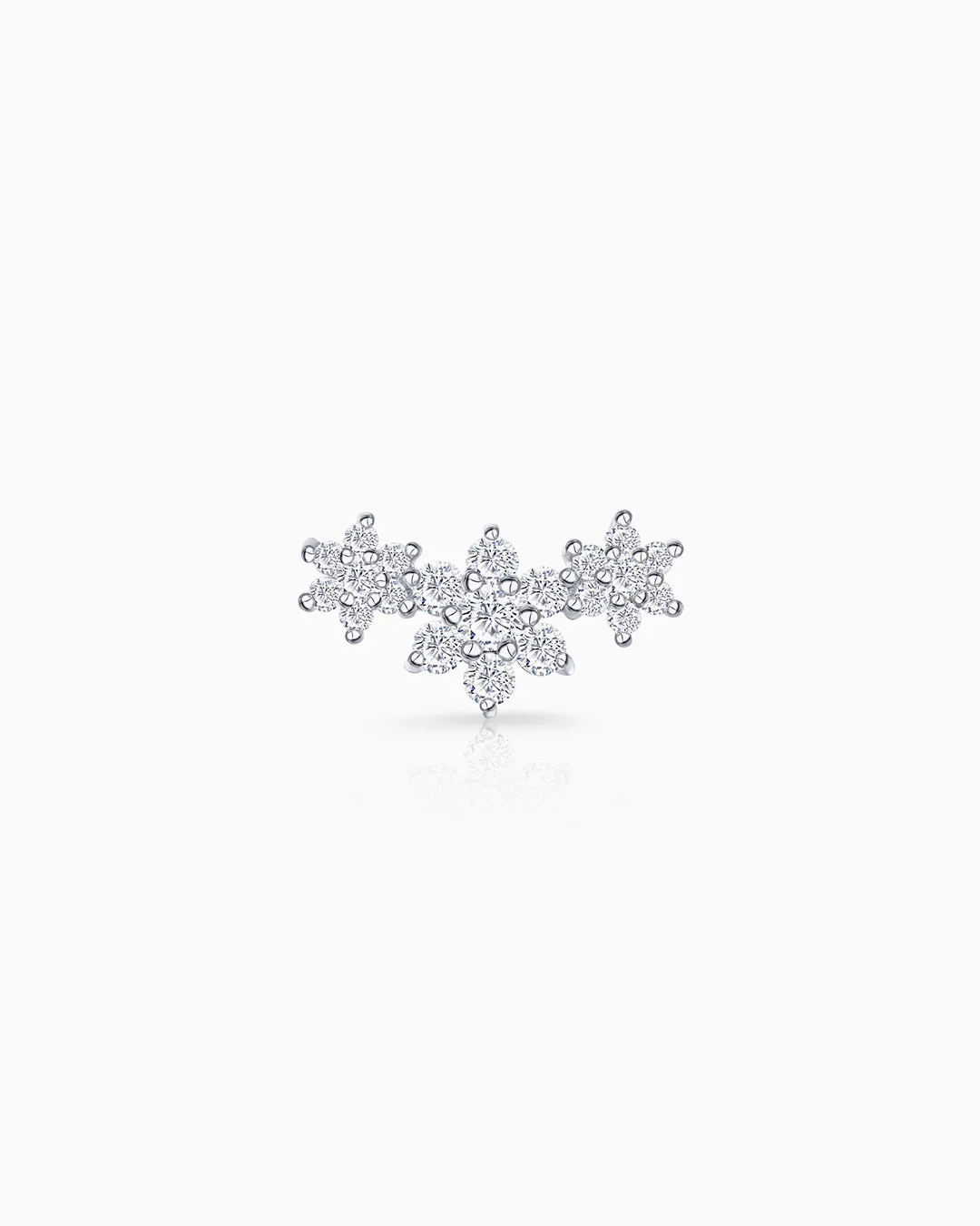 Pendiente Piercing Trepador Rosette Trilogy de Diamantes en Oro Blanco de 18 Kt - Image 4