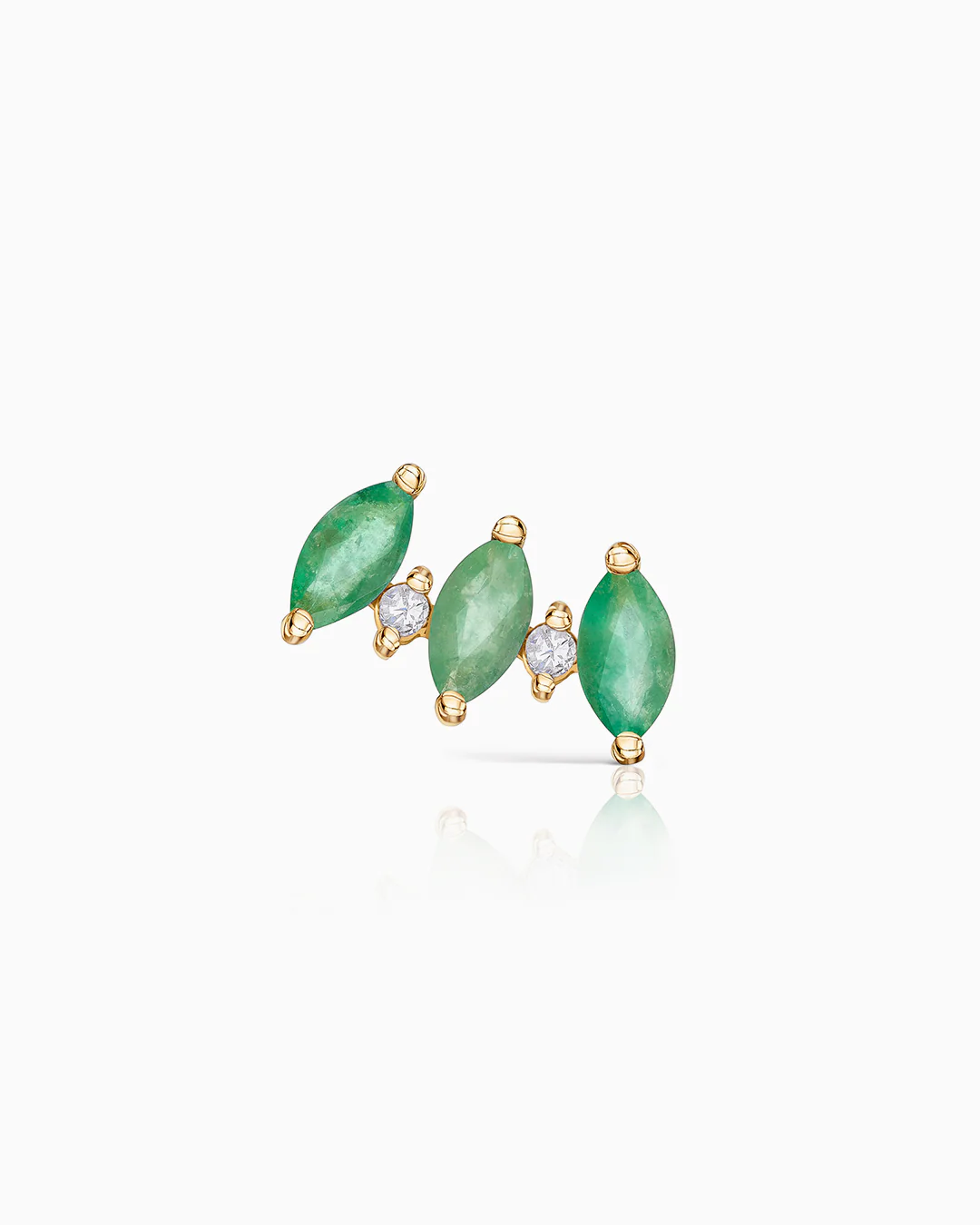 Pendiente Piercing Tri-Marquise de Diamante y Esmeralda en Oro Amarillo de 18 Kt - Image 4