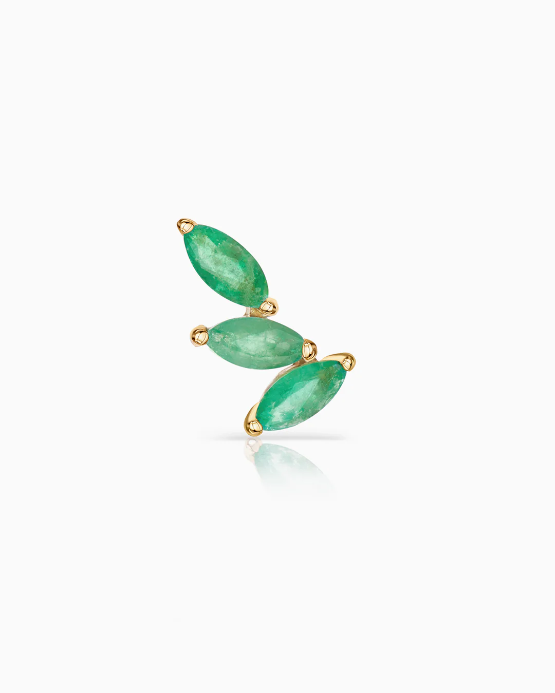 Pendiente Piercing Tri-Marquise Esmeralda en Oro Amarillo de 18 Kt
