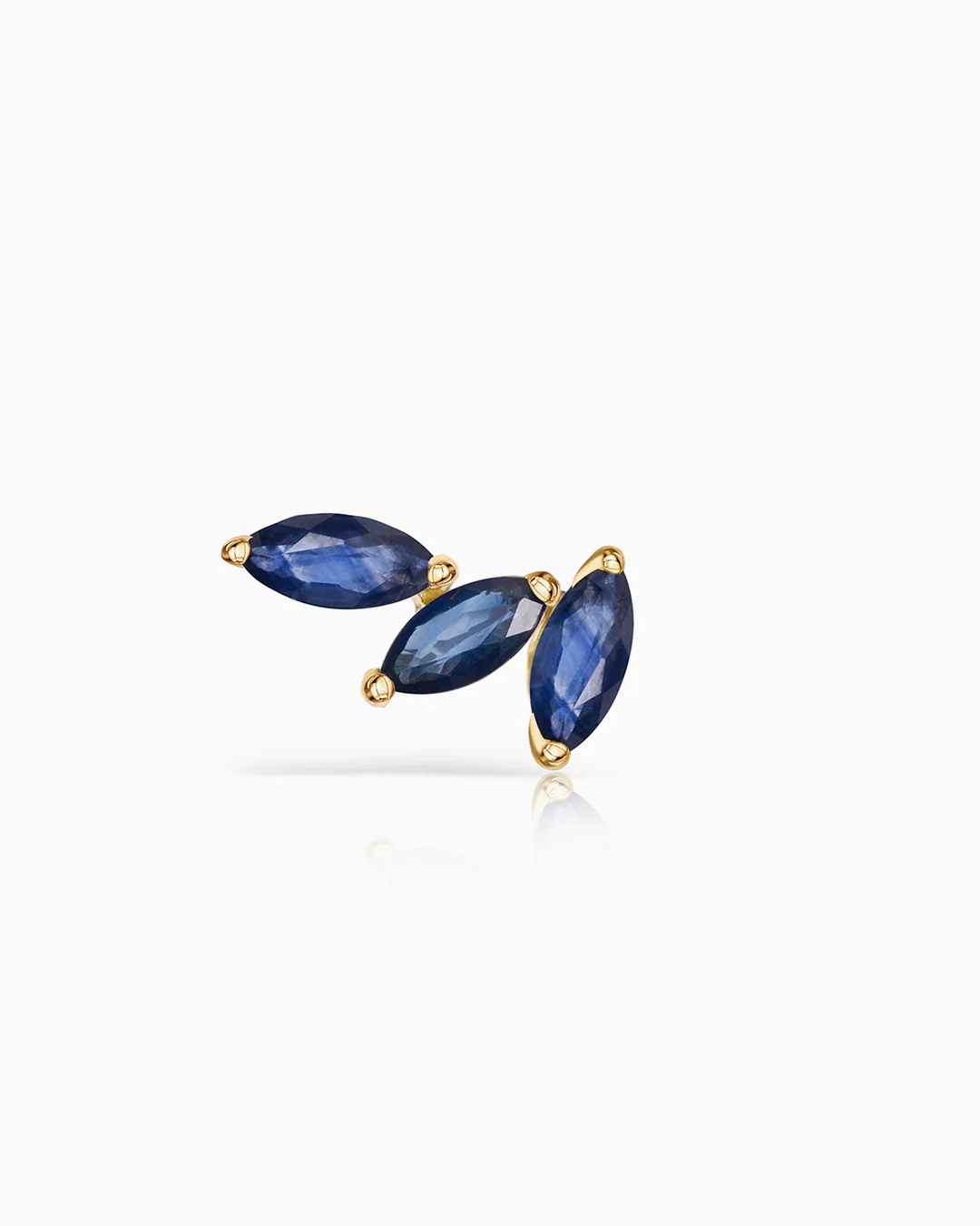 Pendiente Piercing Tri-Marquise Zafiro en Oro Amarillo de 18 Kt