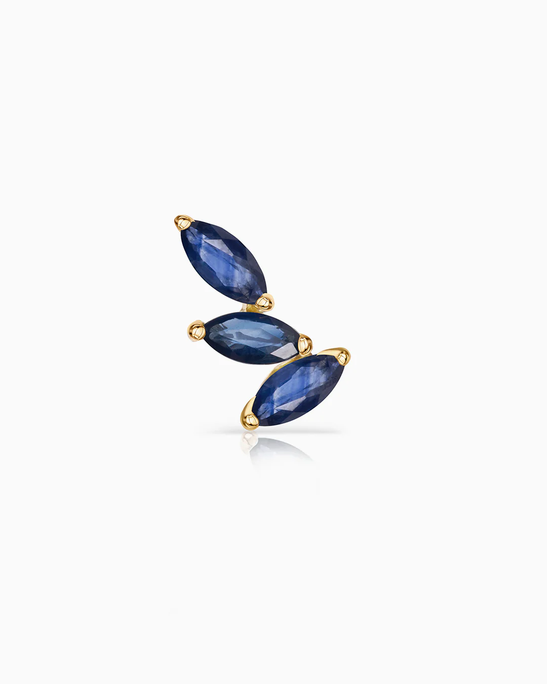 Pendiente Piercing Tri-Marquise Zafiro en Oro Amarillo de 18 Kt - Image 4