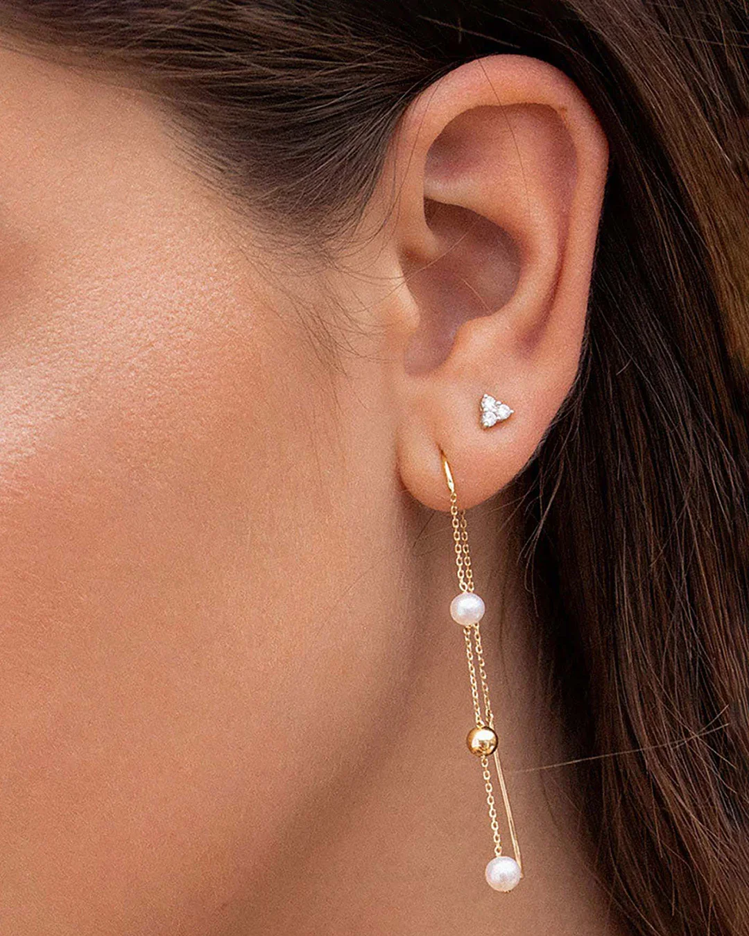 Pendiente Piercing Triangle Diamantes en Oro Blanco de 18 Kt - Image 3