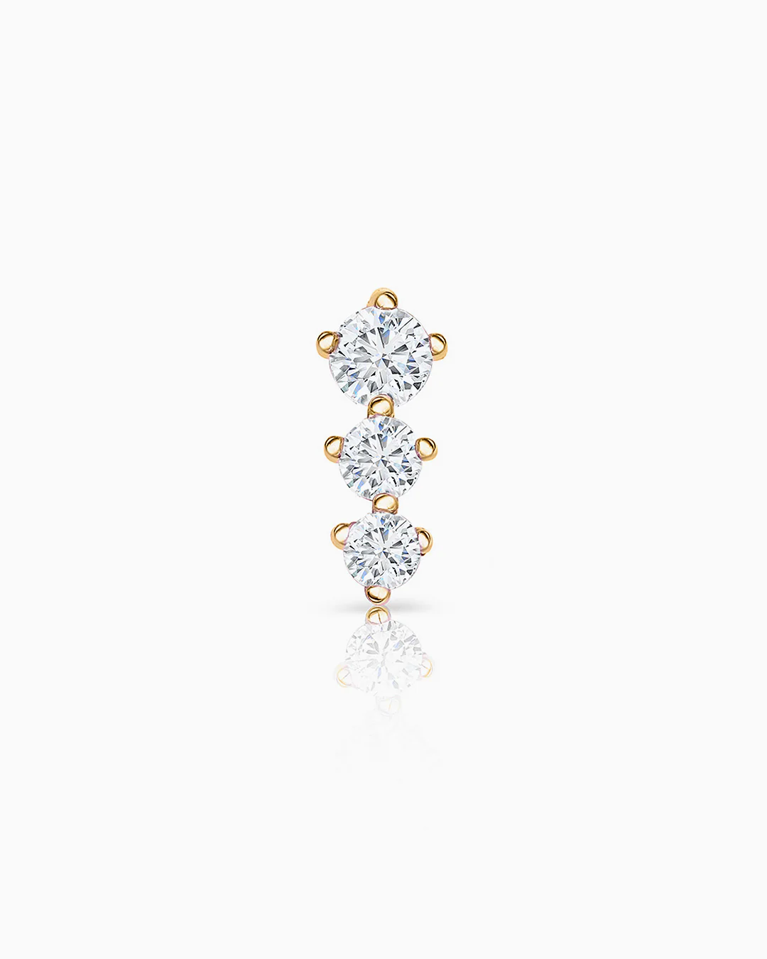 Pendiente Piercing Trinity Diamonds en Oro Amarillo de 18 Kt