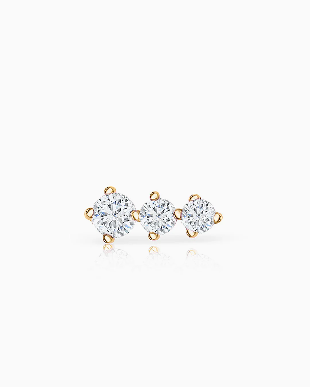 Pendiente Piercing Trinity Diamonds en Oro Amarillo de 18 Kt - Image 4