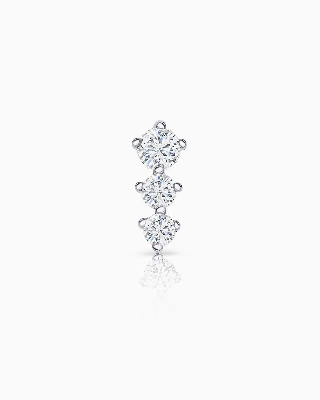 Pendiente Piercing Trinity Diamonds en Oro Blanco de 18 Kt