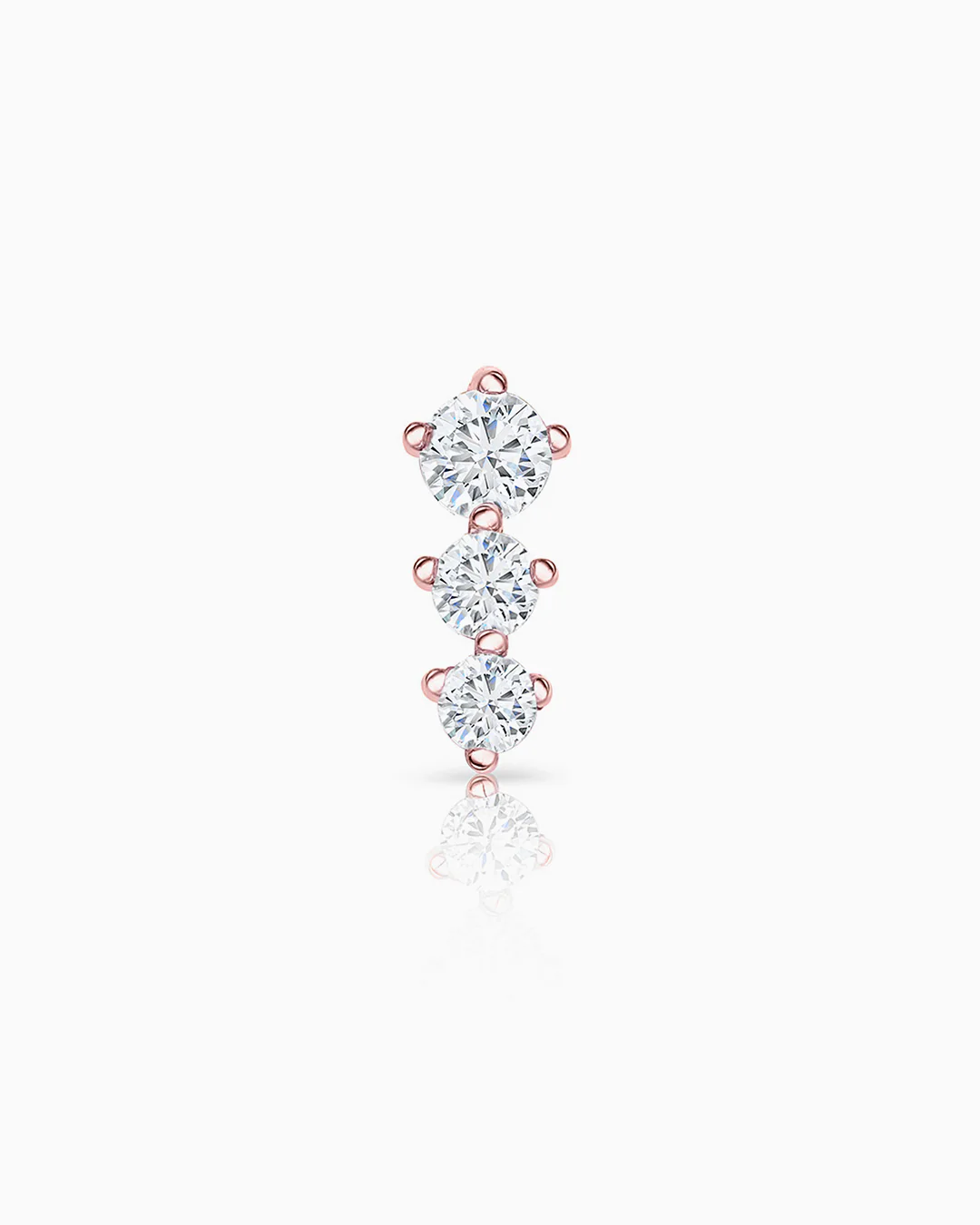 Pendiente Piercing Trinity Diamonds en Oro rosa de 18 Kt